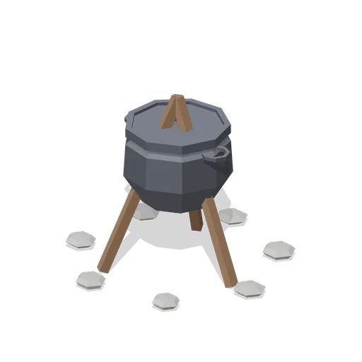 Cauldron On Tripod (Medieval MMO Starter Realm)