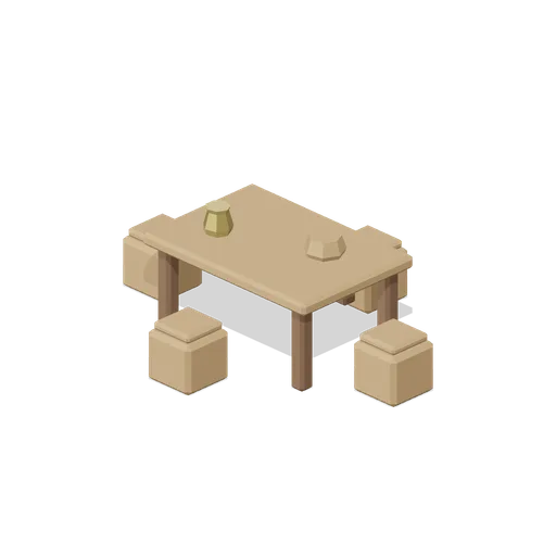 Table And Stools (Medieval MMO Starter Realm)