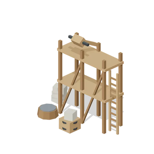 Wall Repair Scaffold and Hoist (Medieval Siege and Castle Defence)