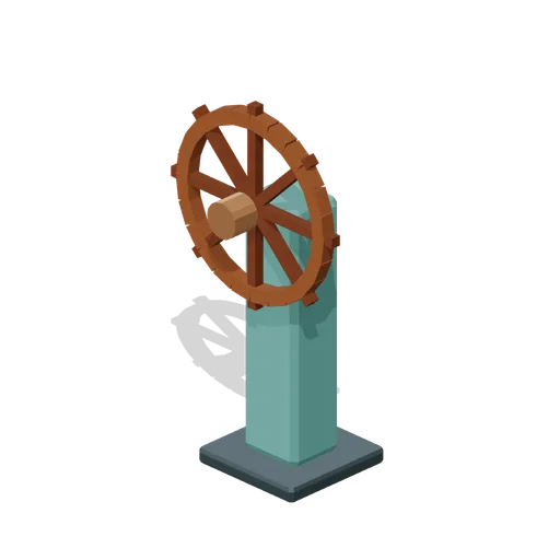Ship wheel steering pedestal (Ocean Raft Settlement)