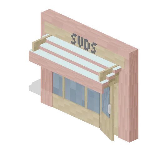 Shopfront Bay Laundrette (Pixel Modern City Street)