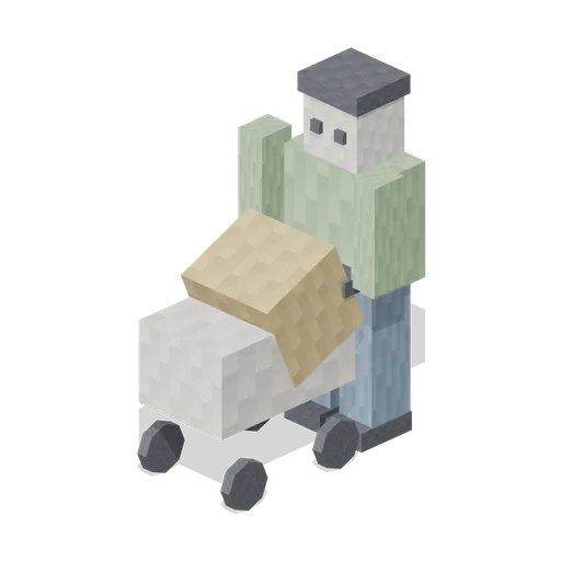 Parent Pushing A Pram (Pixel Modern City Street)