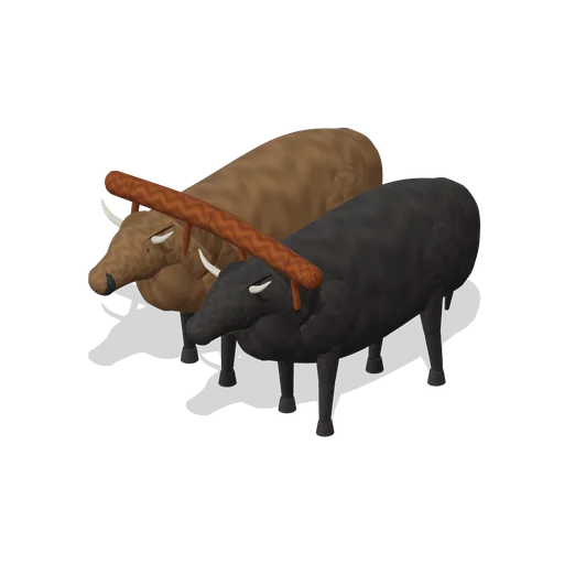 Oxen Pair In Yoke (Farm and Working Animals HD)