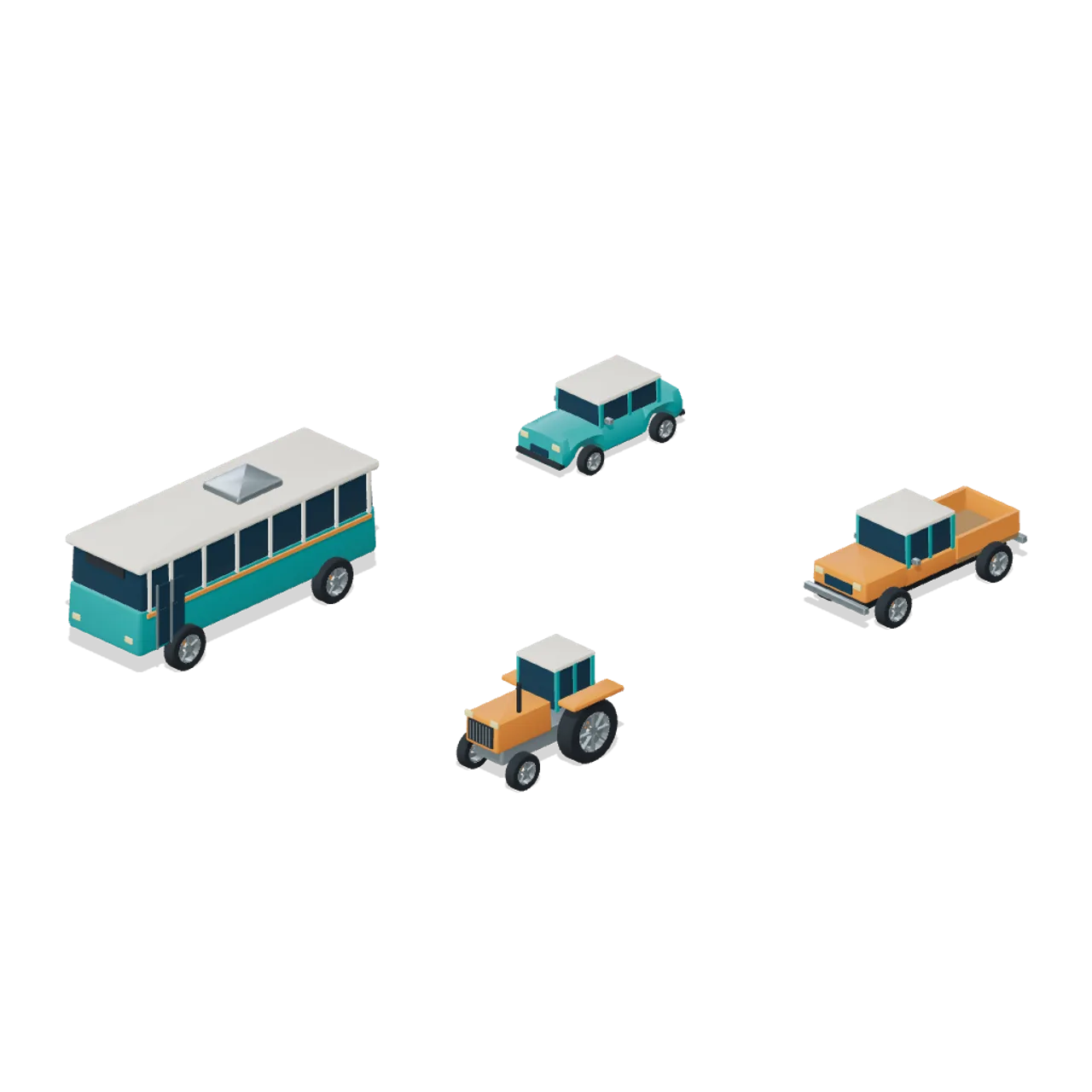 Air, Land and Sea Vehicles assembled scene