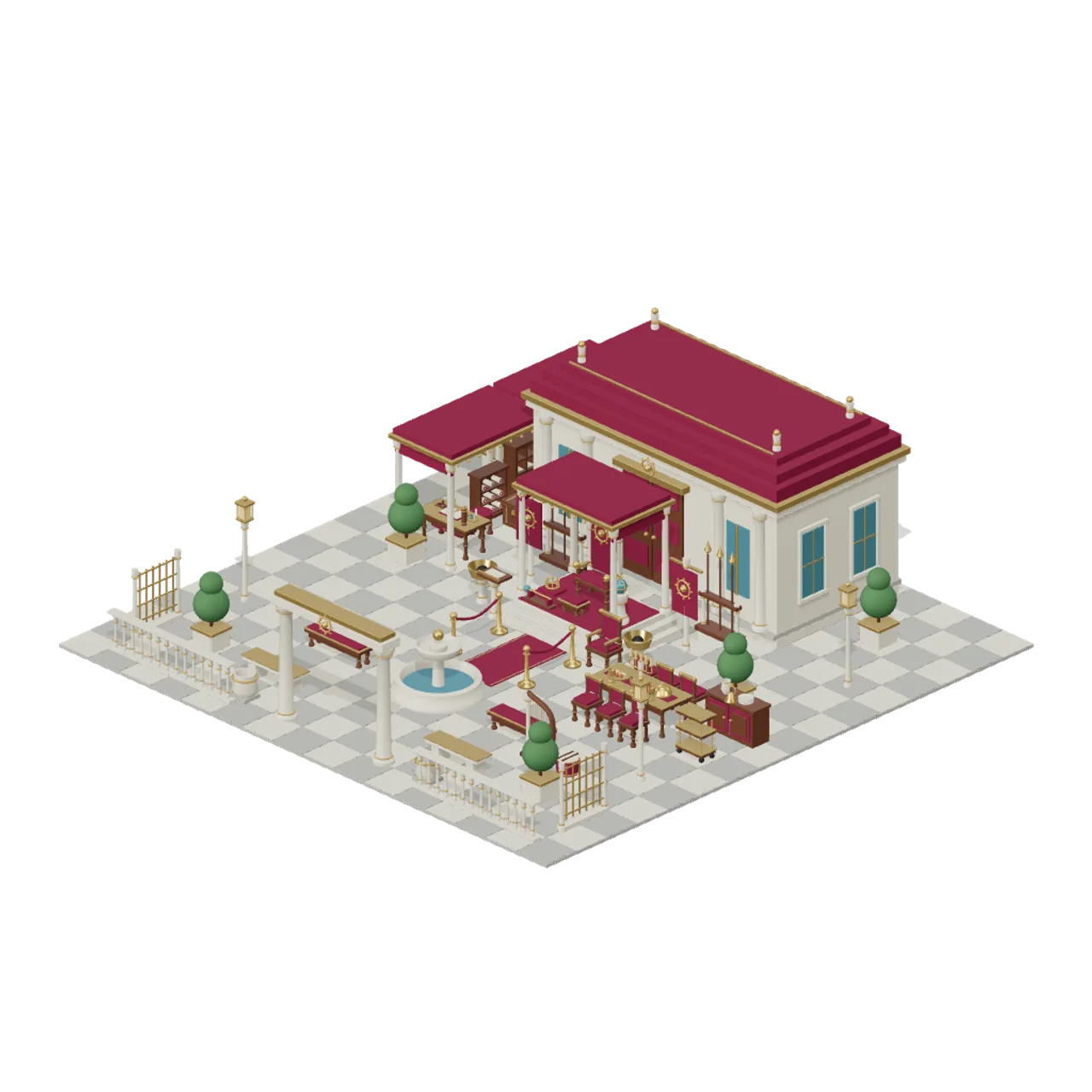 Royal Court and Throne Palace assembled scene