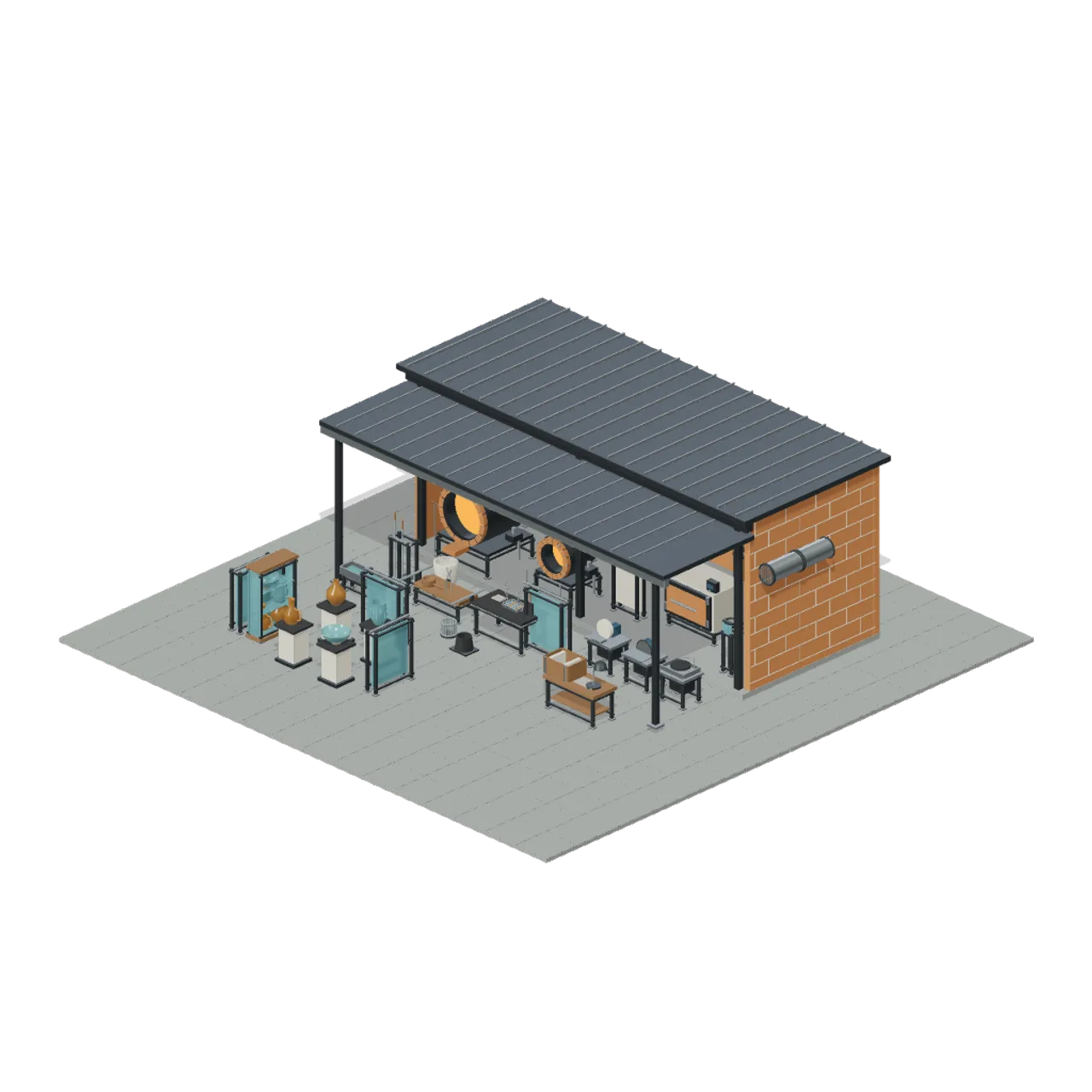 Glassblowing Studio and Gallery assembled scene