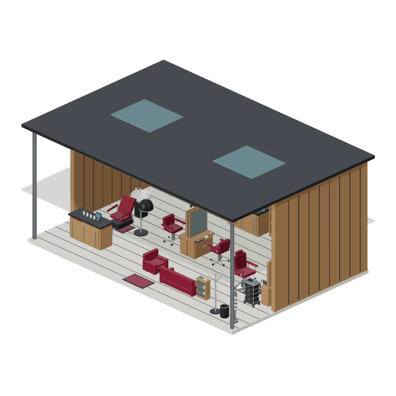 Barbershop and Hair Salon assembled scene