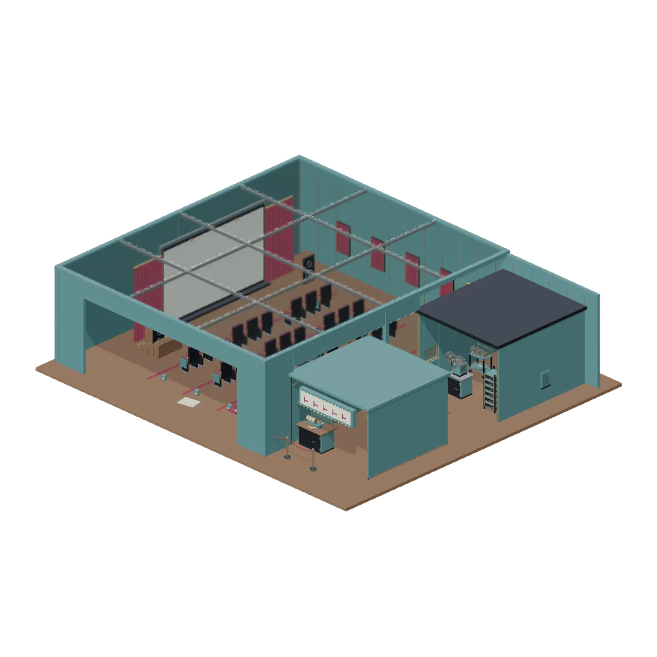 Abandoned Cinema and Projection Booth assembled scene