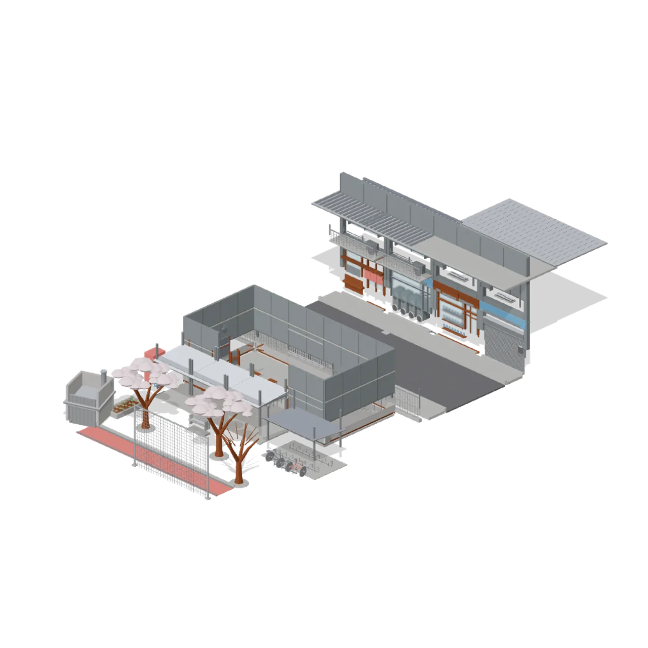 Japanese School and City Street assembled scene