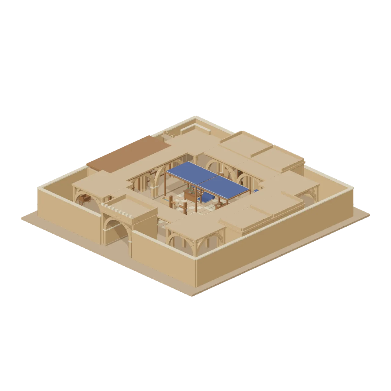 Desert Caravanserai and Bazaar assembled scene