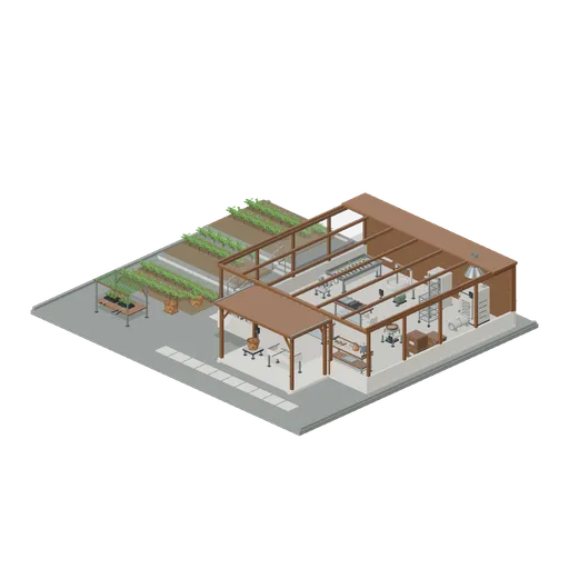 Terraced tea garden and processing court (Tea Garden and Processing House)