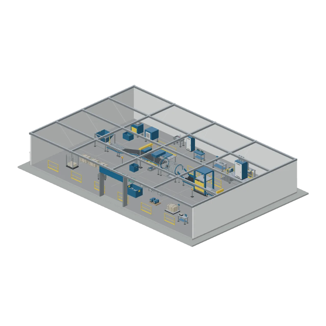 Recycling Centre and Material Sorting assembled scene