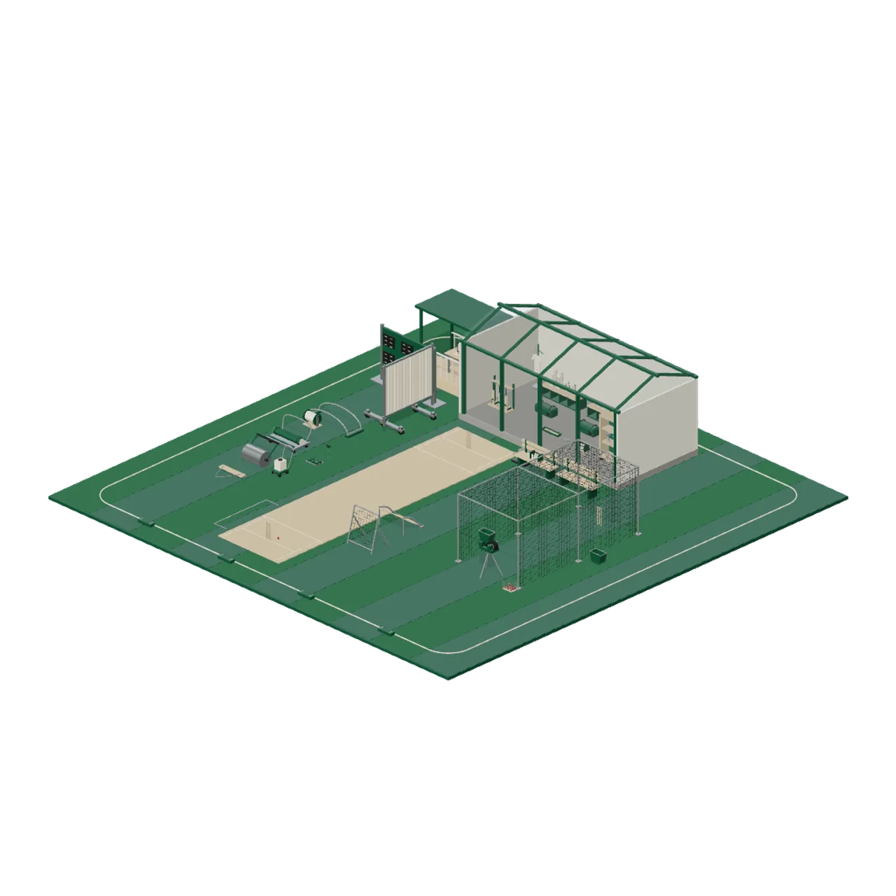 Cricket Ground and Pavilion assembled scene