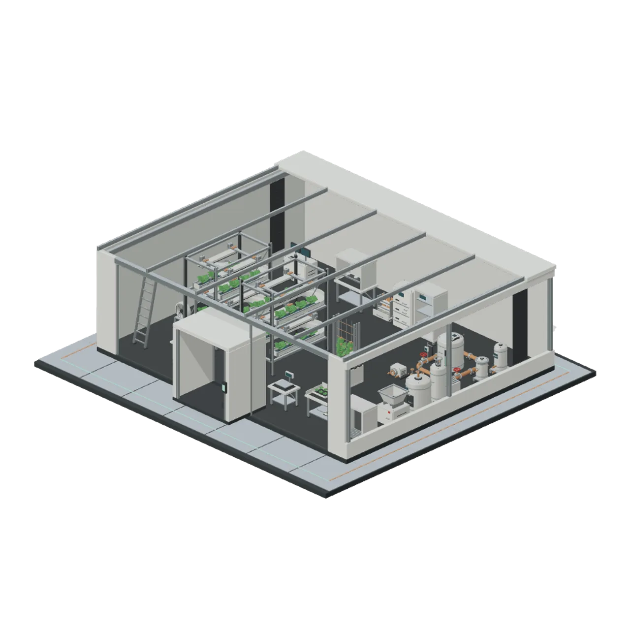Generation Ship Hydroponics assembled scene