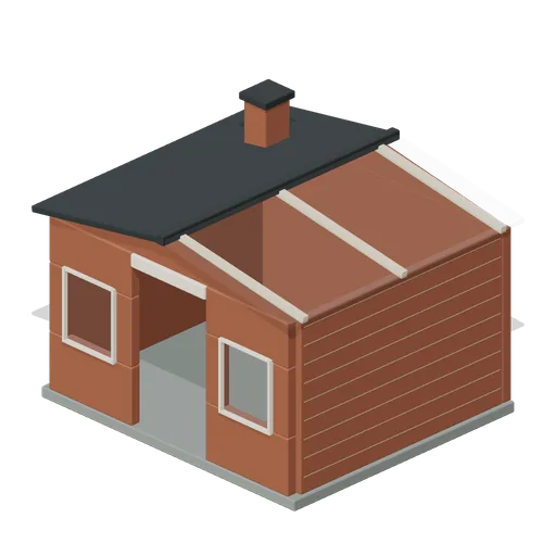 Roofed Lock Keepers Cottage (Canal Boats and Lock Operations)