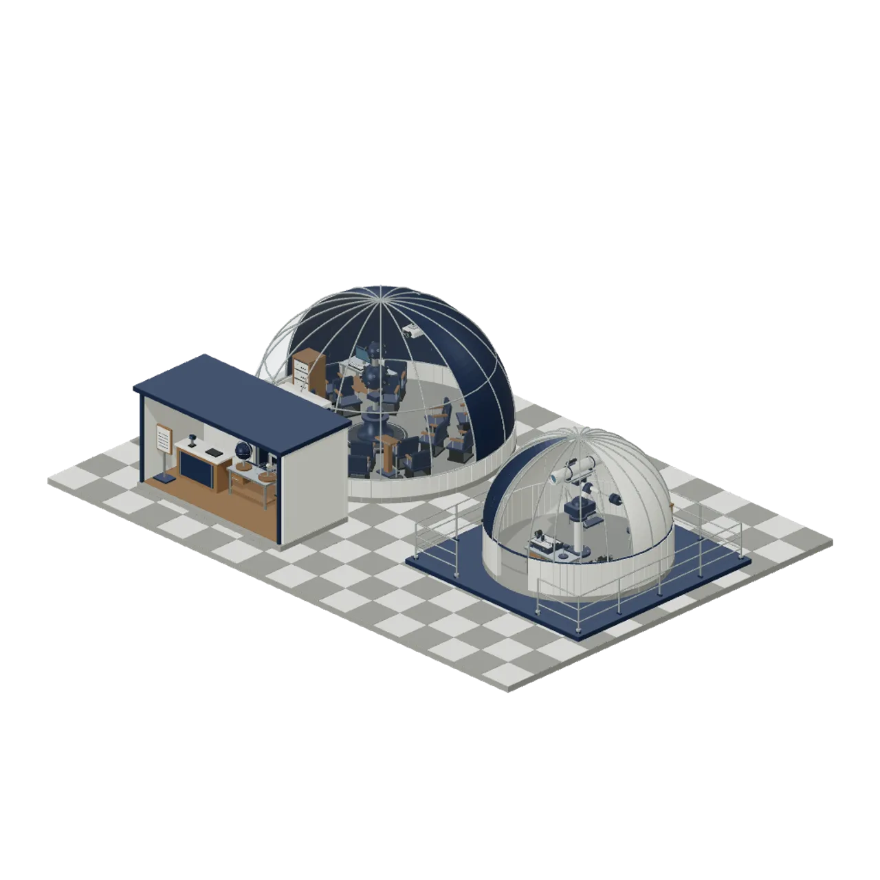Planetarium and Optical Observatory assembled scene