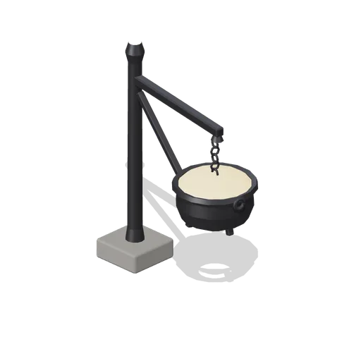 Cauldron On Hearth Crane (Witch Cottage and Apothecary)
