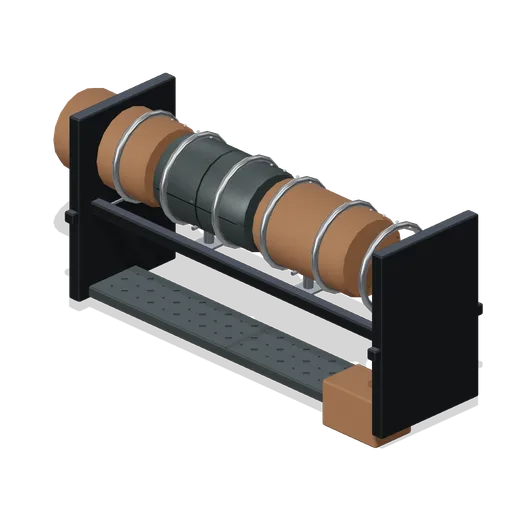 Fuel Drum Rack, Three Drums (FPS Survival Forest Outpost)