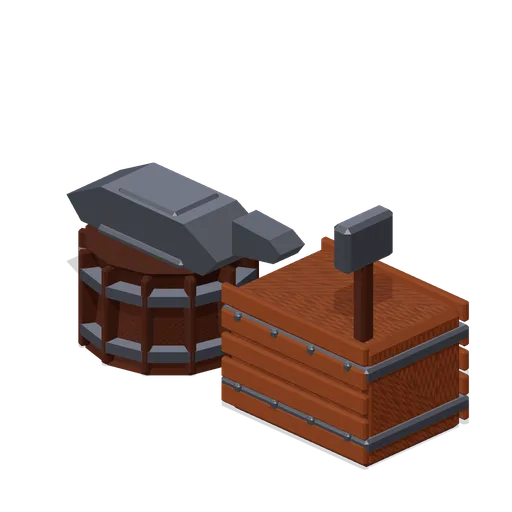 Anvil And Quench Trough (Fantasy MMO City And Townsfolk)