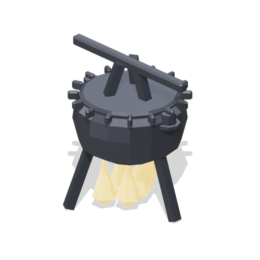 Iron Cauldron On Its Fire (Fantasy MMO City And Townsfolk)