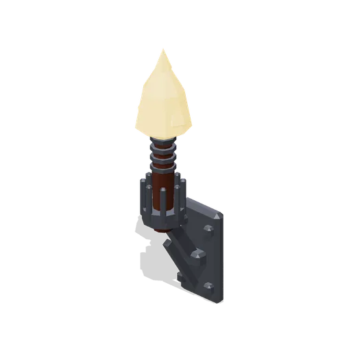 Lit Wall Torch (Fantasy MMO City And Townsfolk)