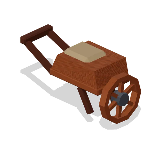 Timber Wheelbarrow (Fantasy MMO City And Townsfolk)