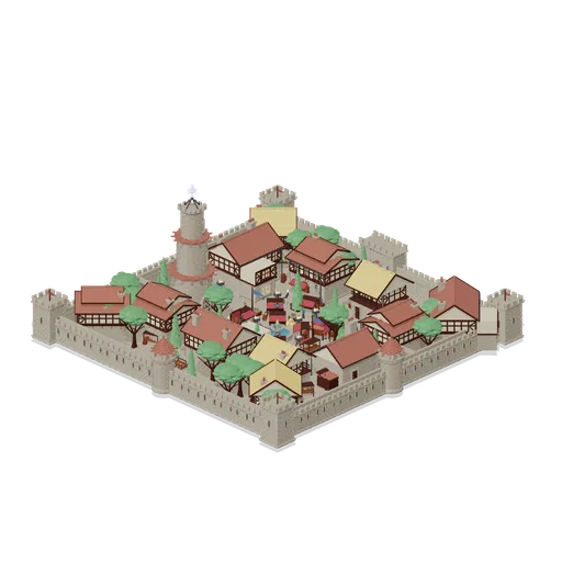 Walled Market Quarter (Fantasy MMO City And Townsfolk)