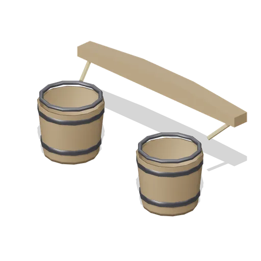 Wooden Bucket Pair (Korean Hanok Village and Street)