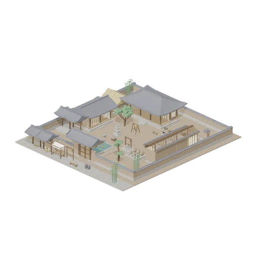 Walled hanok plot and village street (Korean Hanok Village and Street)