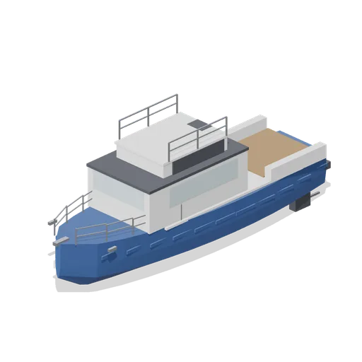Motor cruiser with flybridge, 11.5 m, navy (Marina and Yacht Club)