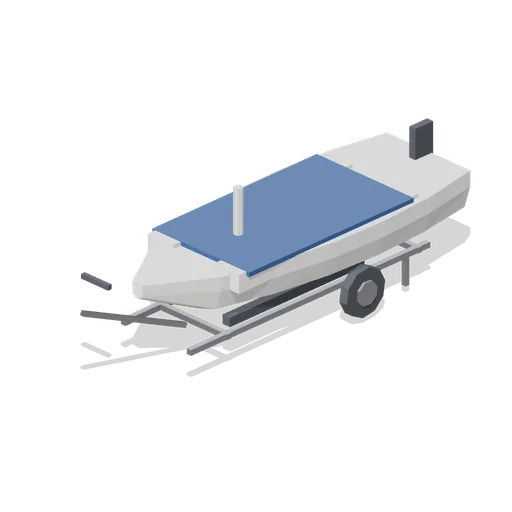 Sailing dinghy on a launching trolley (Marina and Yacht Club)