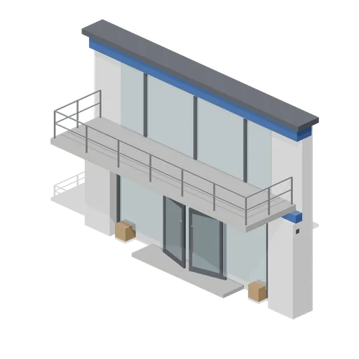Yacht clubhouse front with balcony (Marina and Yacht Club)