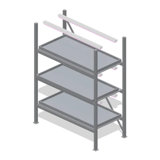 Three tier grow rack bay, 2 m (Vertical Farm and Hydroponics Tower)