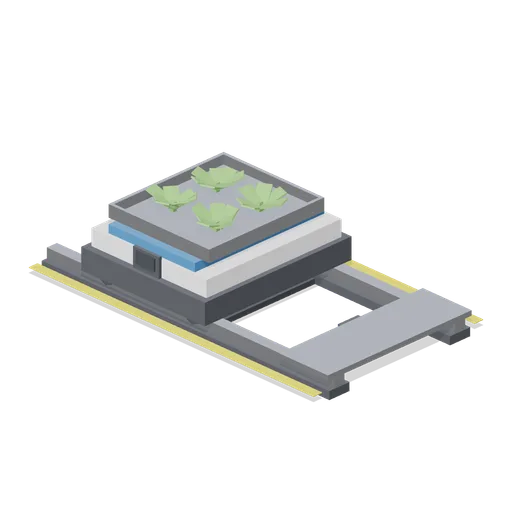 Rack shuttle robot on rail (Vertical Farm and Hydroponics Tower)
