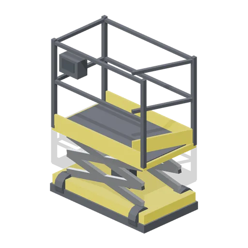Scissor lift work platform, stowed (Vertical Farm and Hydroponics Tower)