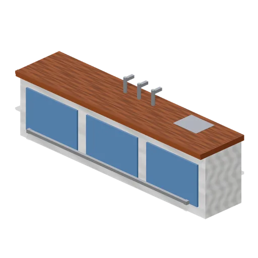 Poolside bar counter, 4 m (Cruise Ship Deck and Lounge)