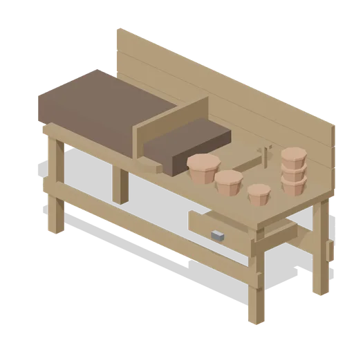 Potting bench with trays and pots, 2.4 m (Botanical Glasshouse and Palm House)