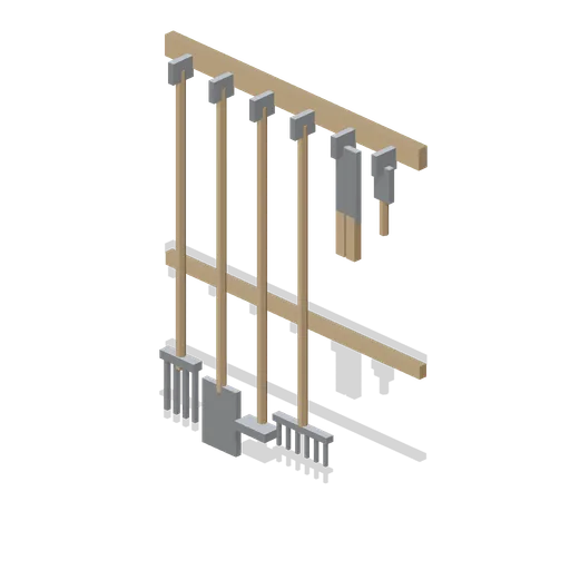 Hand tool rack with garden tools (Botanical Glasshouse and Palm House)