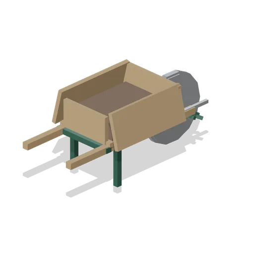 Timber wheelbarrow with a rolling wheel (Botanical Glasshouse and Palm House)