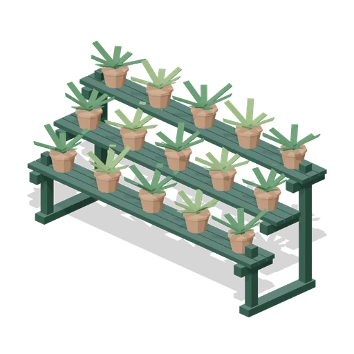 Tiered display staging with pots, 2.4 m (Botanical Glasshouse and Palm House)