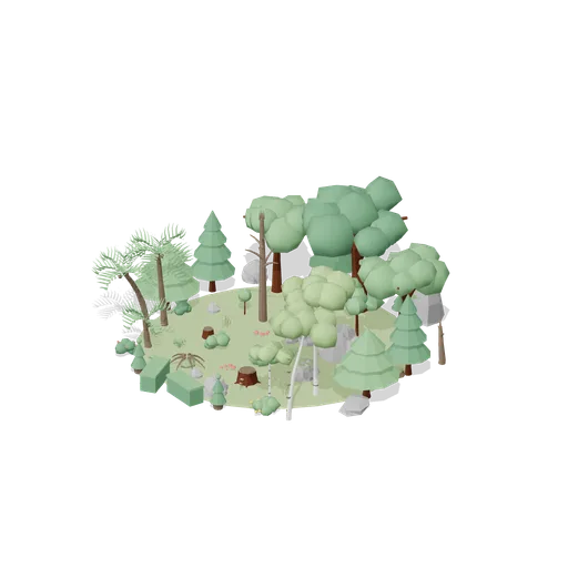 Sunlit Grove and Rock Garden (Stylized Trees and Rocks Kit)