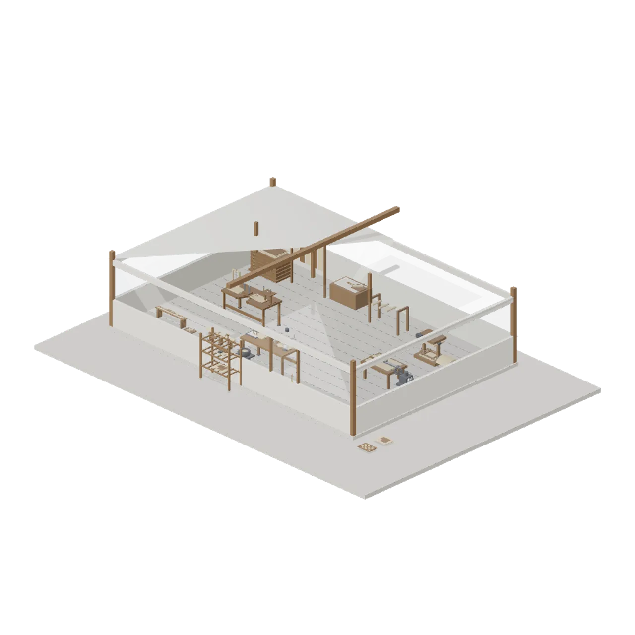 Marquetry and Veneer Inlay Workshop assembled scene