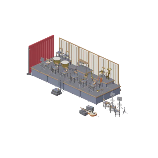 Concert Stage and Rehearsal Corner (Orchestra and Band Instruments)