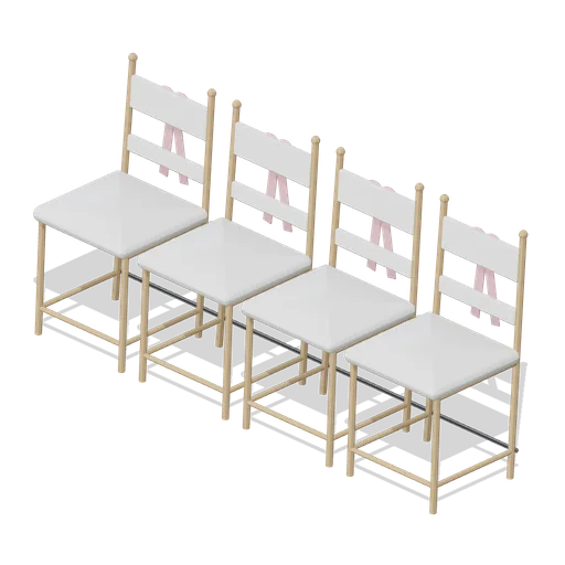 Row of Four Aisle Chairs (Wedding and Chapel Kit)