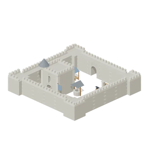 Blue Banner Castle Courtyard (Medieval Castle Construction)