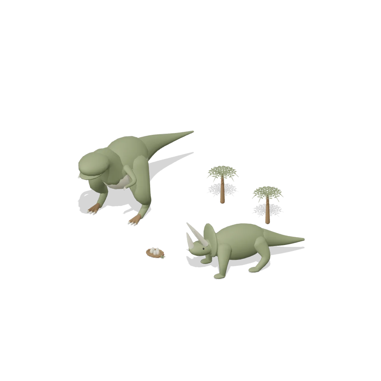 Dinosaurs and Prehistoric Life assembled scene