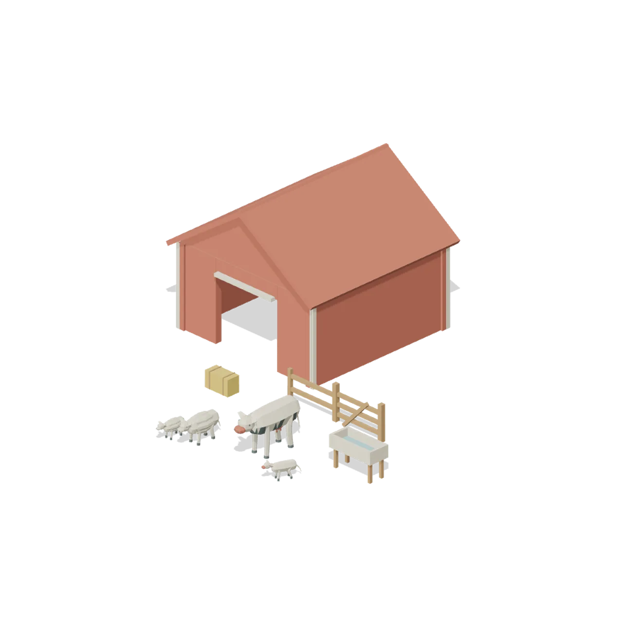 Farm Livestock and Barnyard assembled scene