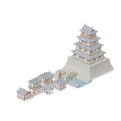 Castle Moat Market and Shrine (Feudal Japan Castle Town)