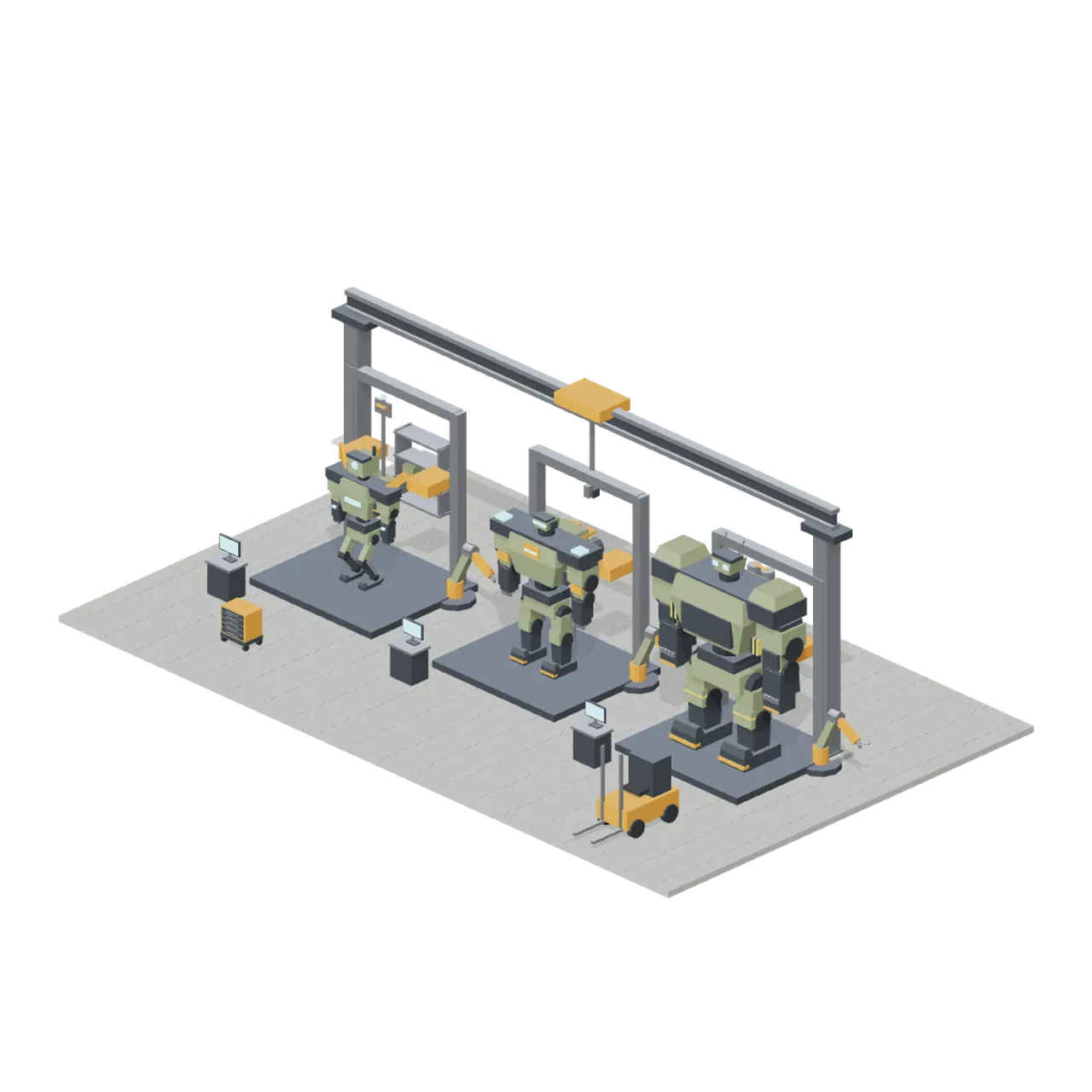 Mech Hangar and Battle Frames assembled scene