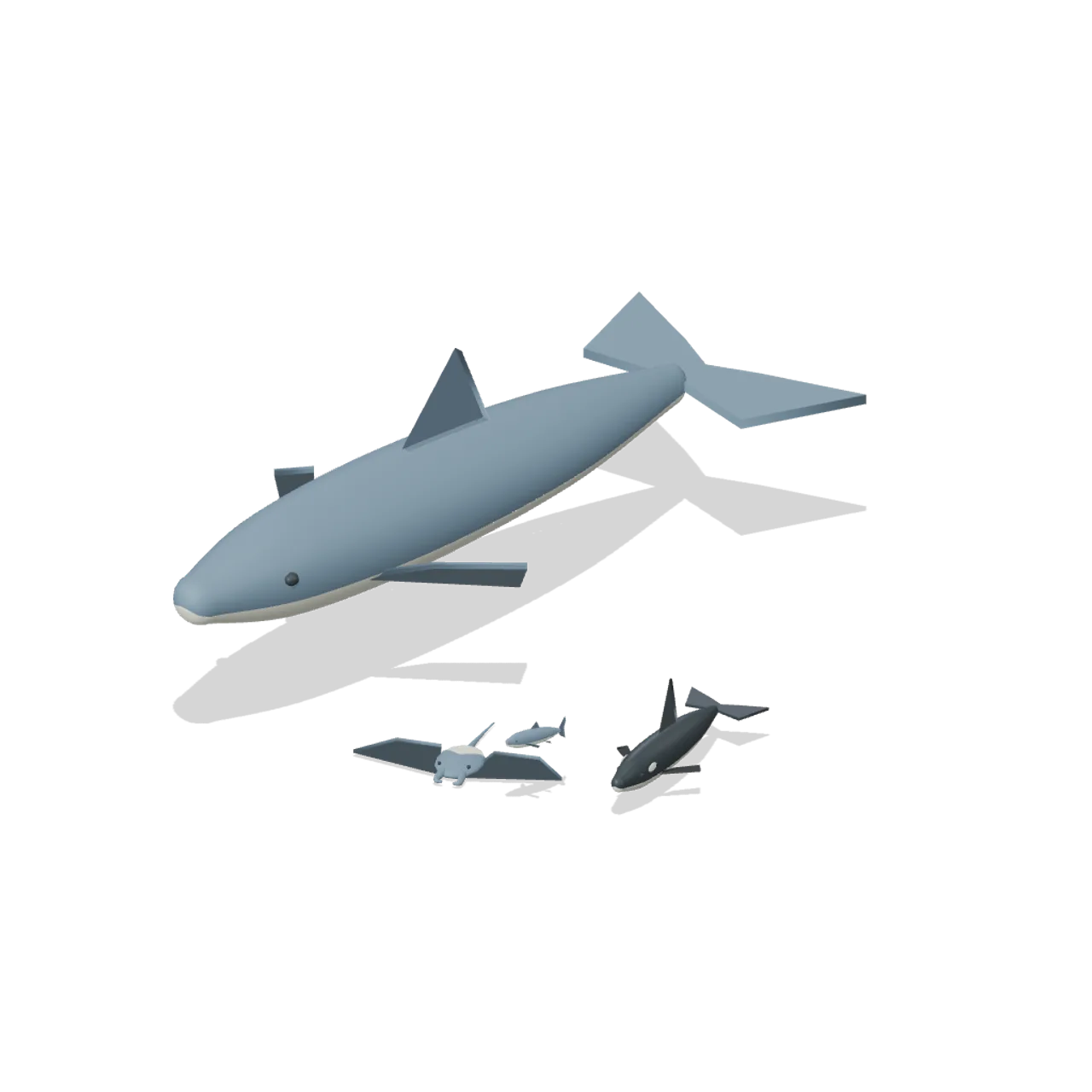 Open Ocean and Deep Sea Life assembled scene